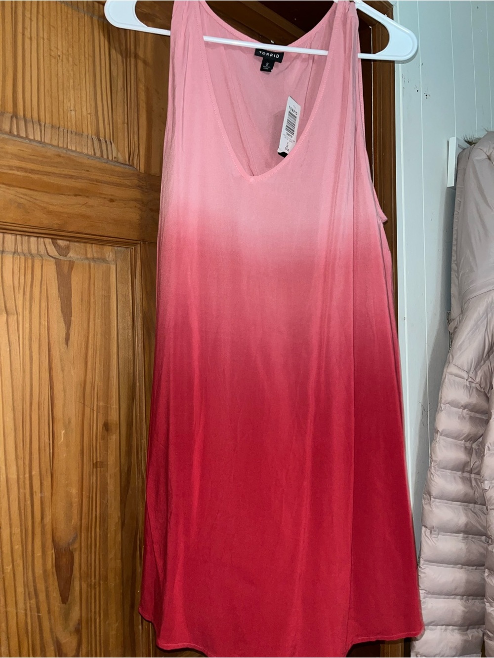 torrid Pink to Red Ombre V-Neck Sleeveless Dress
